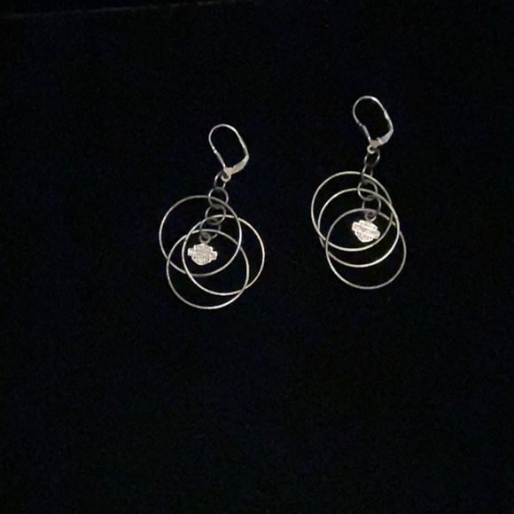 Vintage 925 Sterling Silver Harley Davidson Infinity Hoop Earrings - Picture 7 of 7
